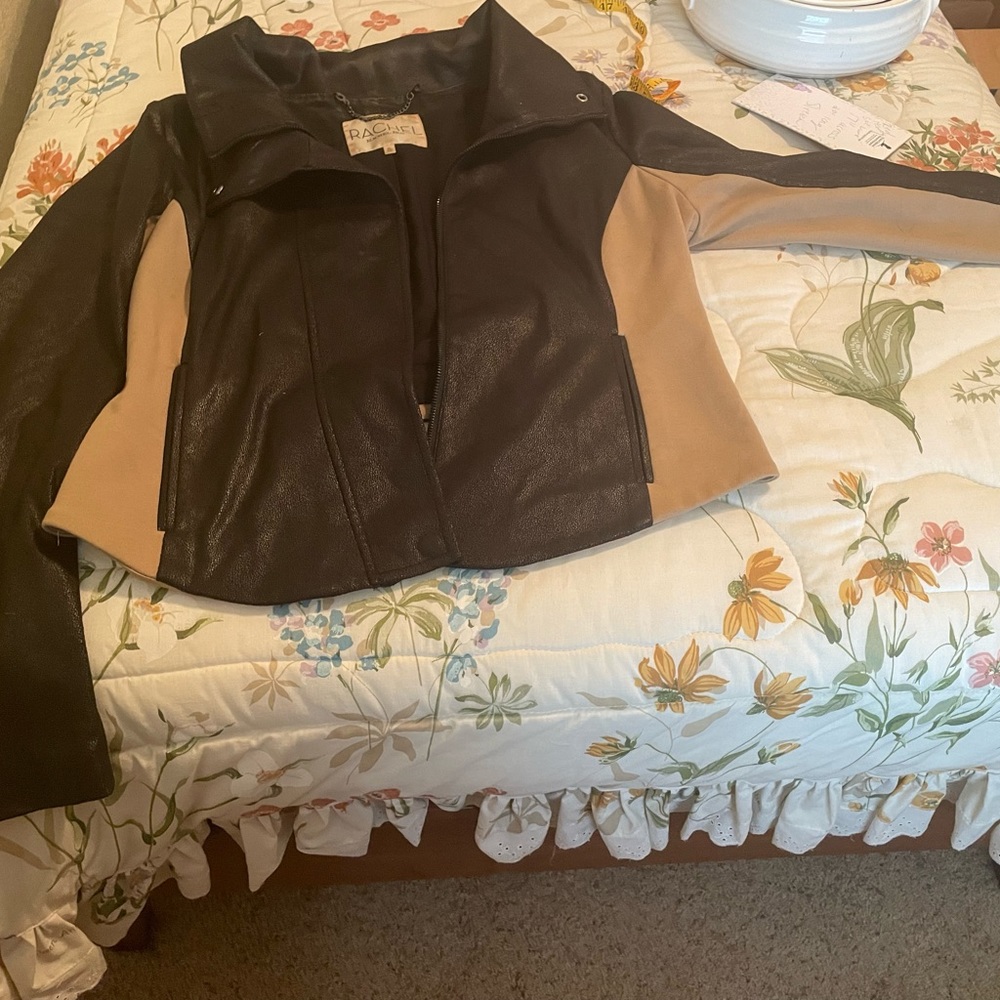 Moto Style Jacket by Rachael Roy Black and Tan